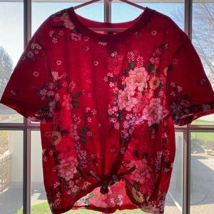 H&M red flower shirt